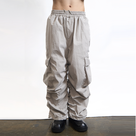 Gathered Cargo Pants Stone Grey