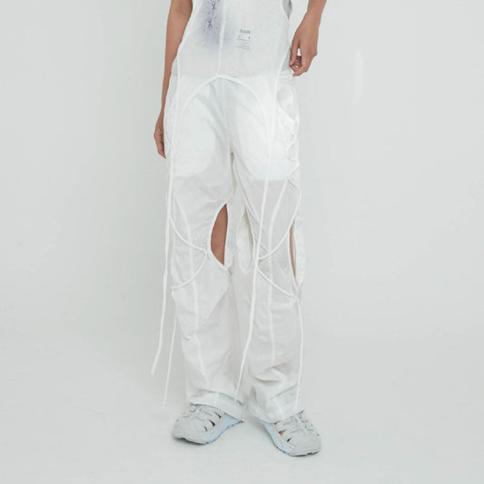 Open snap light pants white