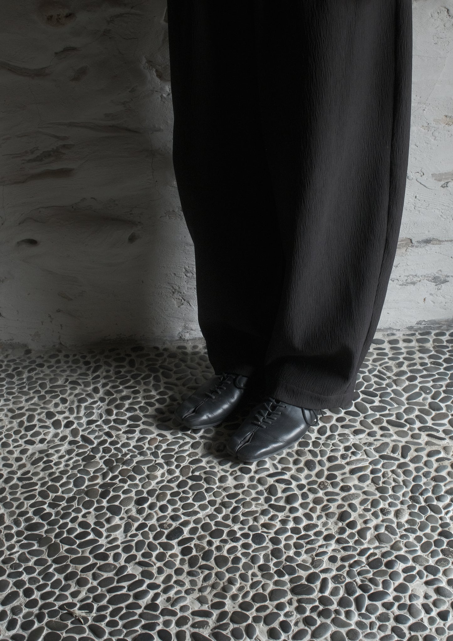 Ronin black lace up leather flats