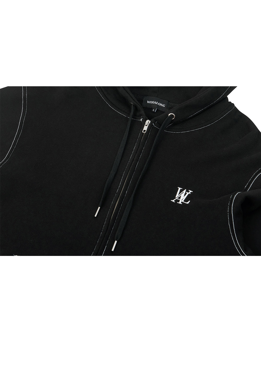 WAL signature stitch hood zip-up black