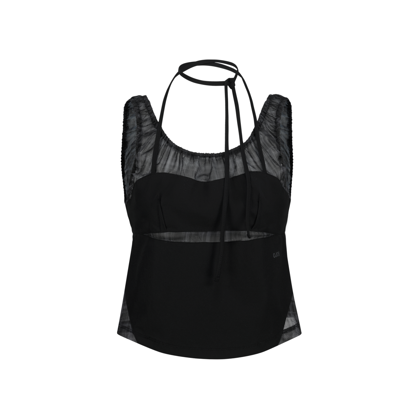 Halter Strap Plaid Sleeveless Black