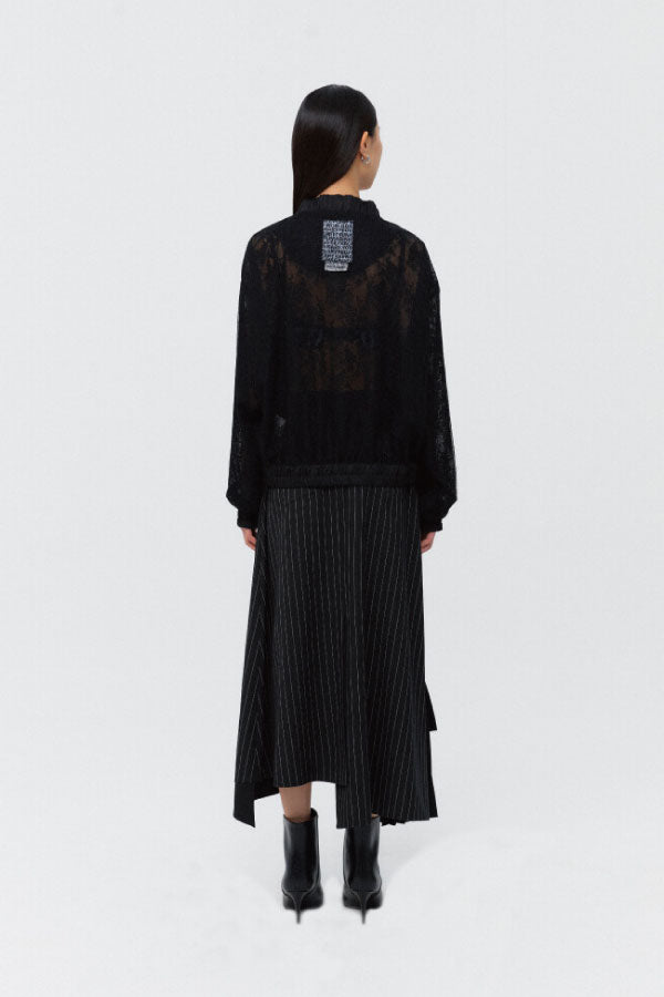 Stripe unbalanced A- line skirt