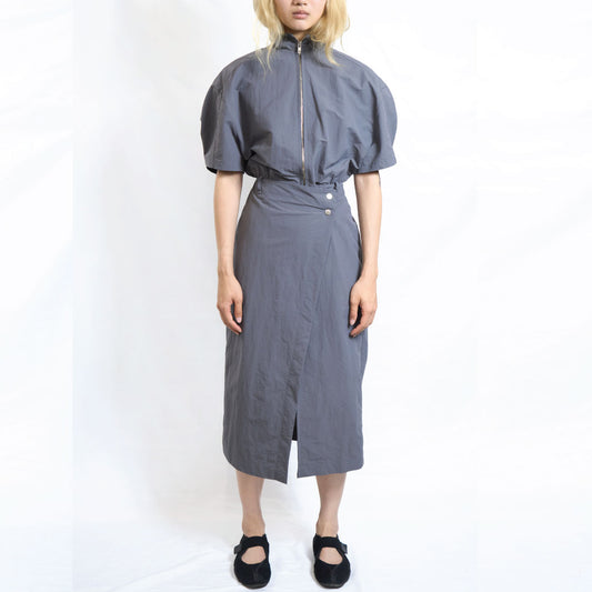 Volume Zip-Up Set Dress Slate Grey