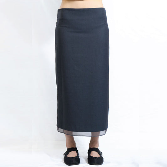 Two-Layer Sheer Hem Skirt Charcoal