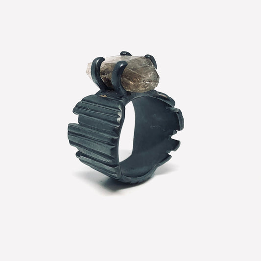 Kauket ring oxidised silver