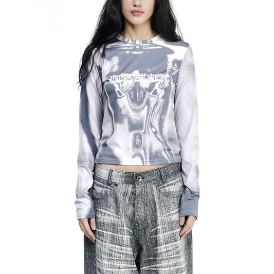 Body printed long sleeves top