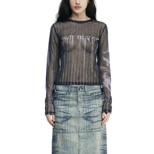 Logo printed mesh top