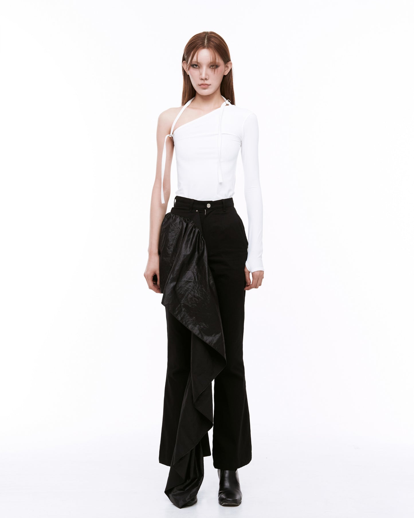 Draping boot cut pants black