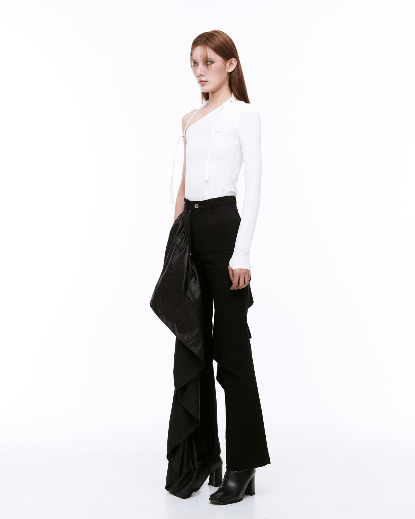 Draping boot cut pants black