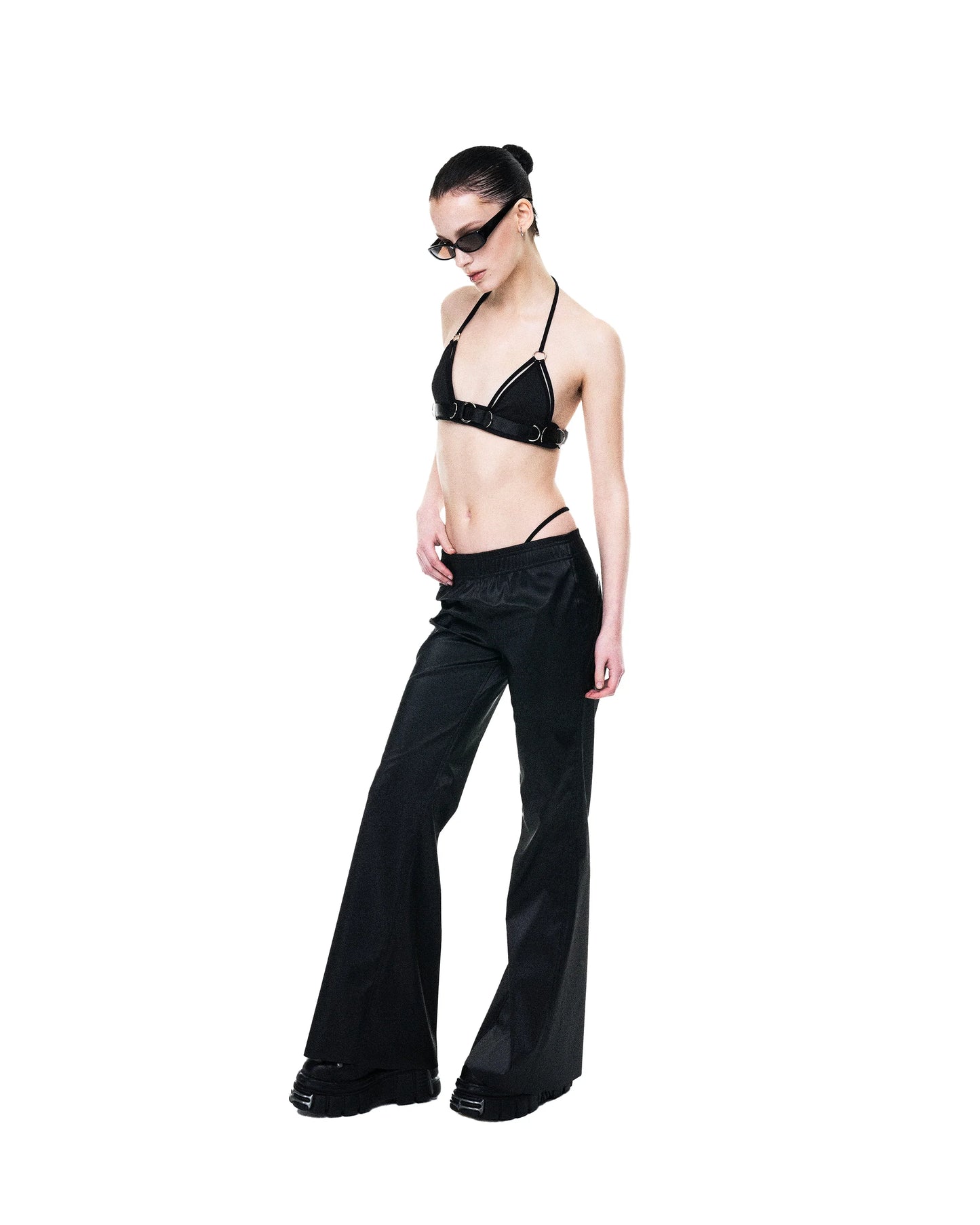 Matallic flared trousers