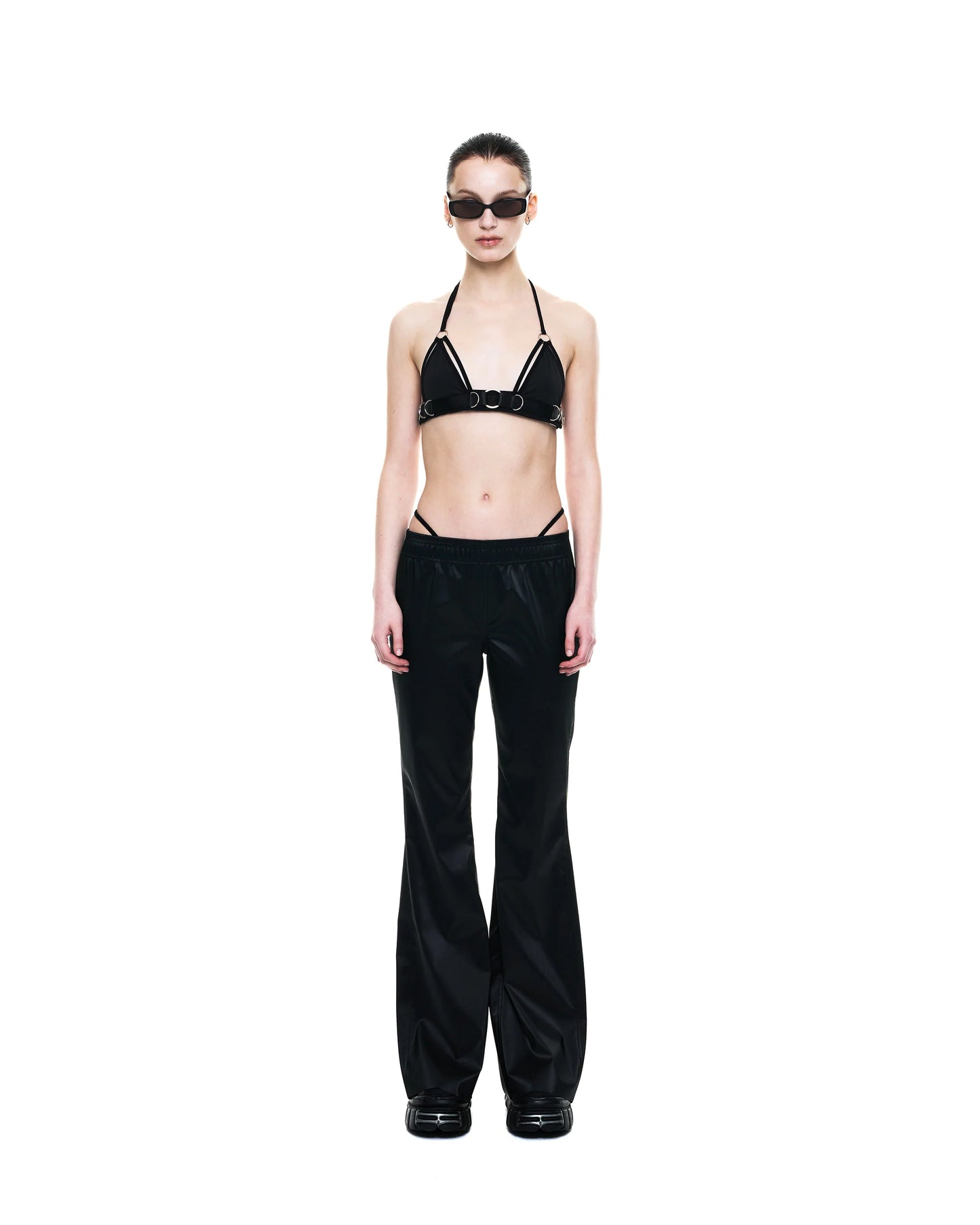Matallic flared trousers