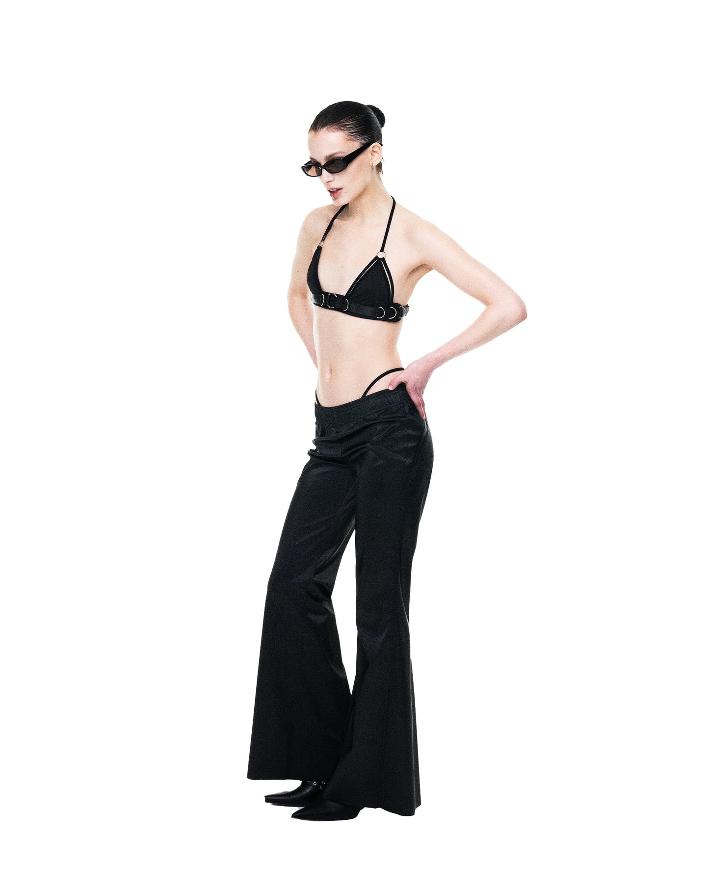 Matallic flared trousers