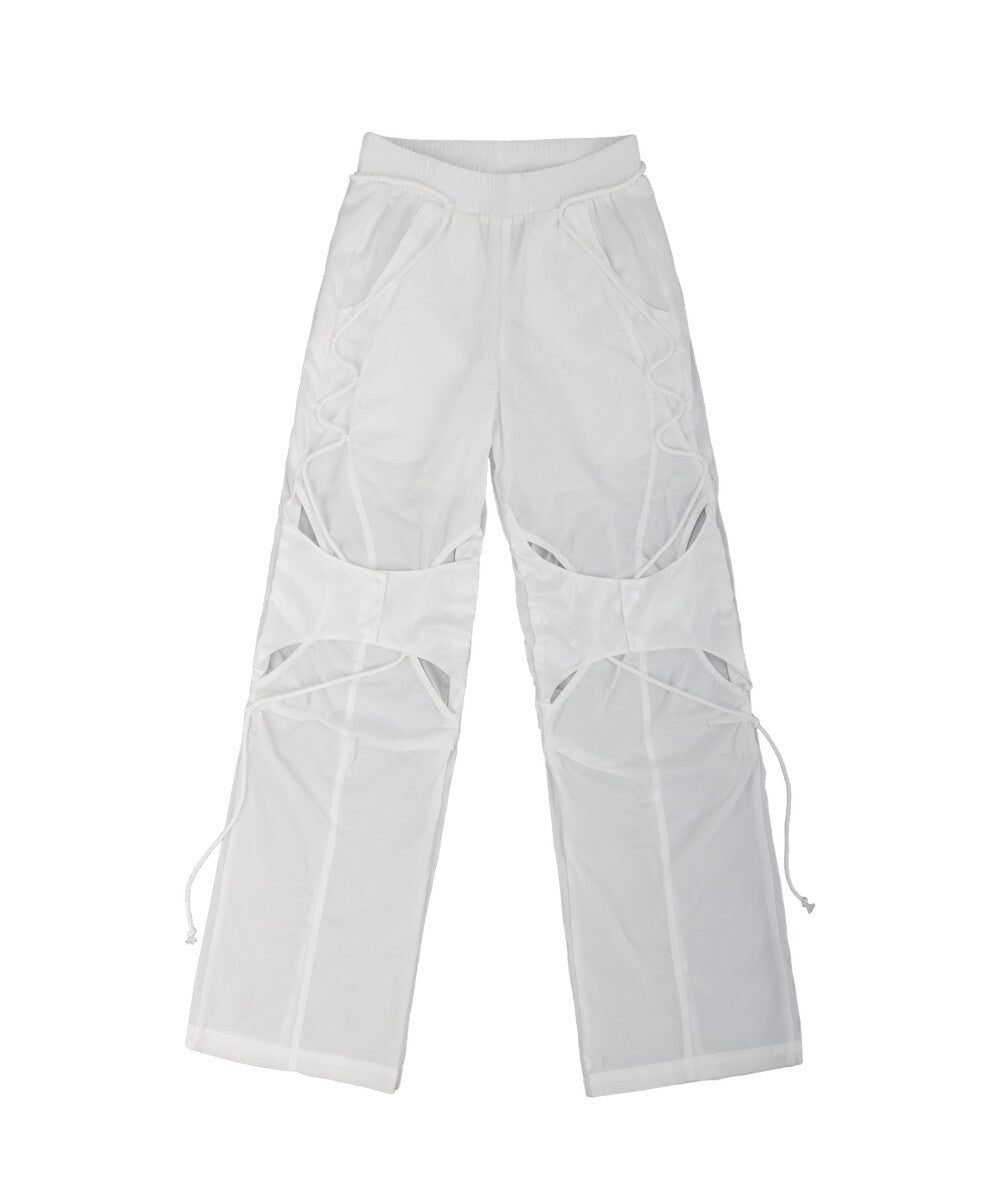 Open snap light pants white