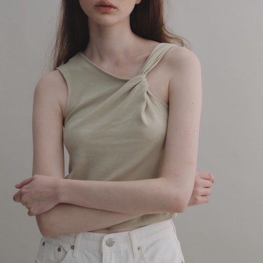 Unbalanced sleeveless top