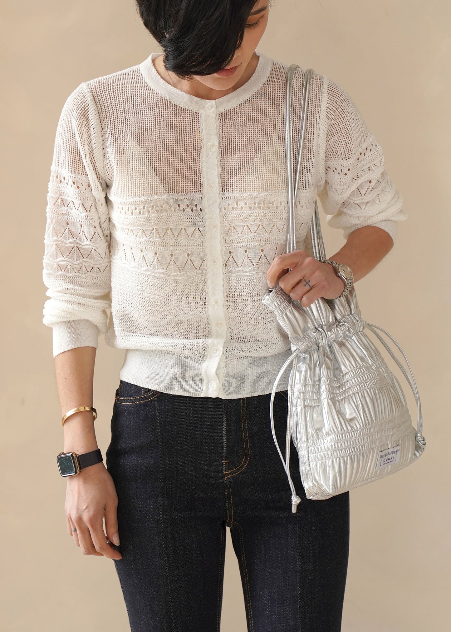 Crinkle Shoulder Bag_Silvery Silver