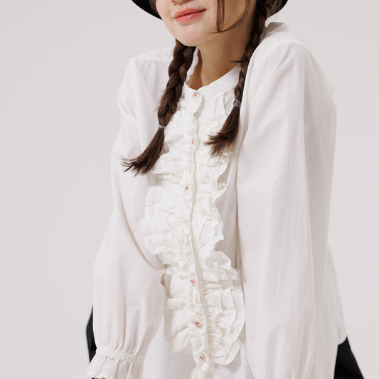 No collar frill blouse