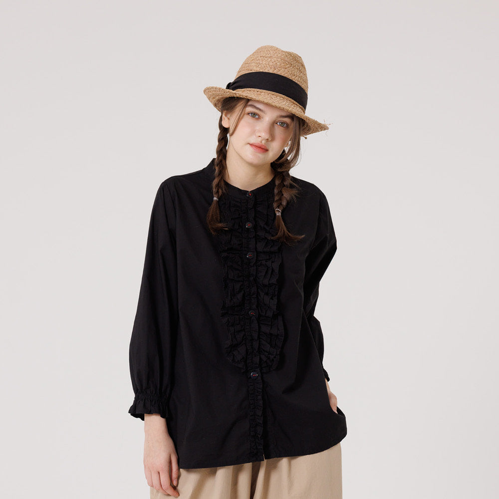 No collar frill blouse